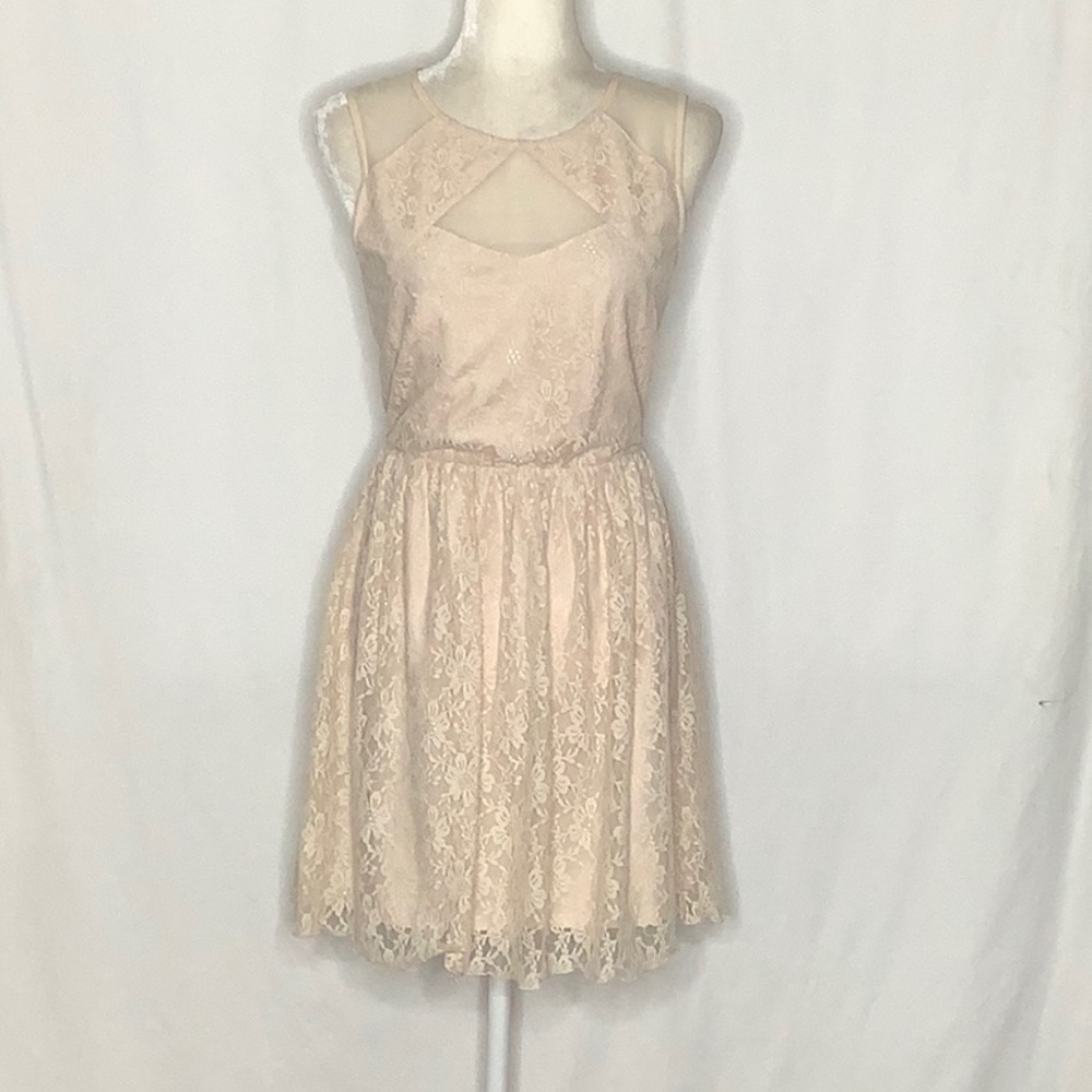 Jack By BB Dakota Boho Cream Lace Mesh Dress Size 4 Soft Girl Romantic Boho